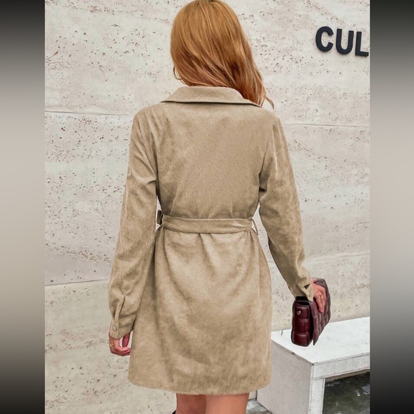 Corduroy belted button down skirt dress - Picture 6 of 7